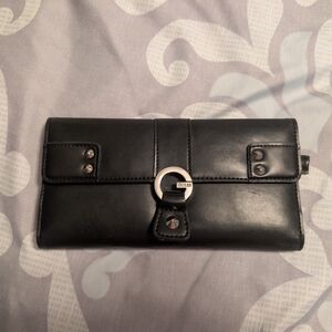 GUESS Women's Vintage Black Wallet with Silver Accents, EUC